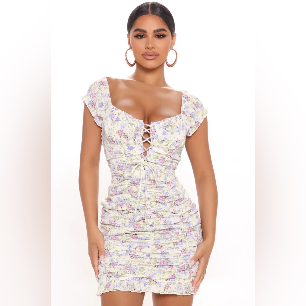 Let's Get Brunch Floral Mini Dress - Blue/combo